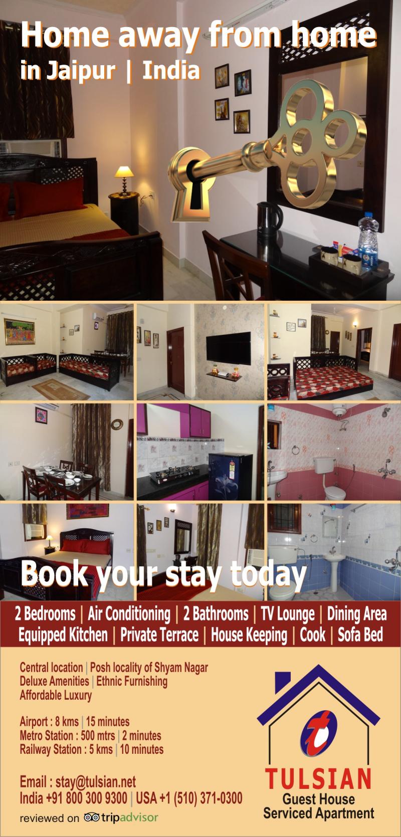 Tulsian Guest House, Seviced Appartment, Jaipur, India, Affordable Luxury